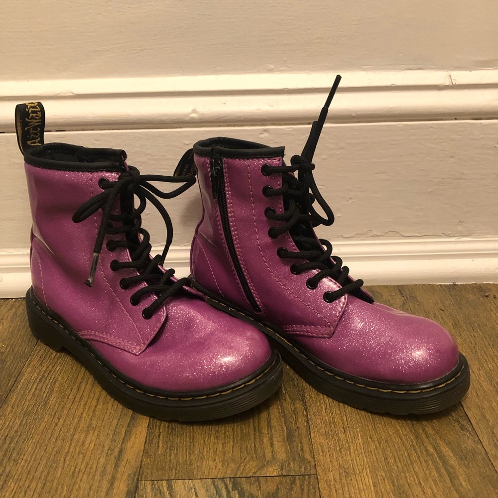 Dr. Martens Purple Glitter Kids Boots